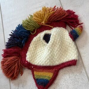 Peruvian alpaca wool Colorful Knit Unicorn Hat